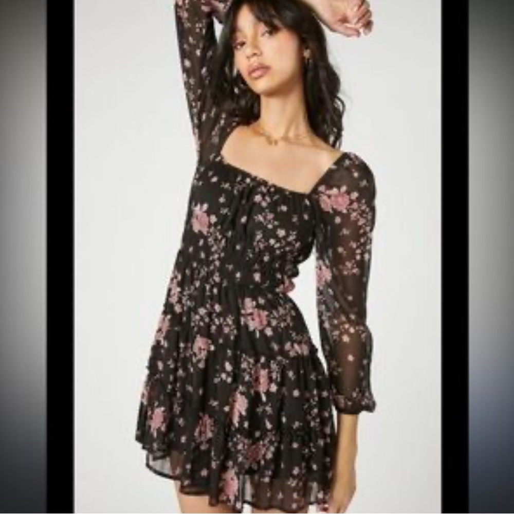 3/$15 Floral Black and Pink Women's Dress